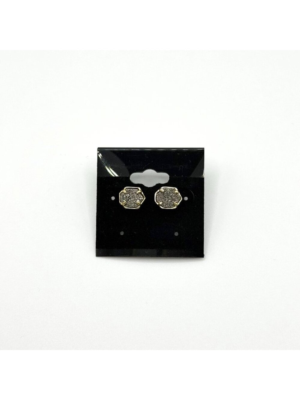 Kendra Scott Taylor Earrings Studs Gold Tone Black Platinum Drusy